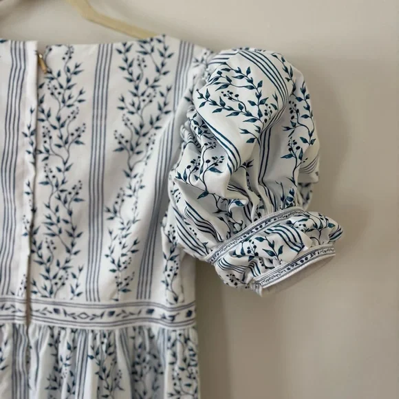 Agua by Agua Bendita Pistachio Beaded Blue Floral Dress Maxi Women's size Medium - Picture 7 of 16